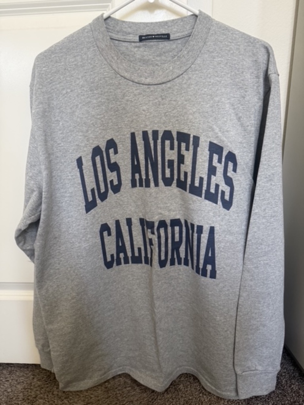 Brandy Melville LA California Long Sleeved Thick T-shirt in Grey - Size One Size